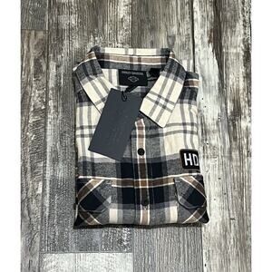 NWT Harley-Davidson Men’s Brown Plaid Long Sleeve Flannel Shirt Large HD-MC